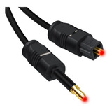 Cabo Óptico Áudio Digital Mini Toslink 3 5mm Spdif 3 Metros