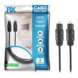 Cabo Óptico Digital 3 Metros Toslink Cabo Fibra Ótica 3m