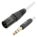 Cabo P10 Stereo Trs Xlr Macho 1 5m Branco Ofc Conectores A Ouro Pro Áudio 150cm Cabos Plugs