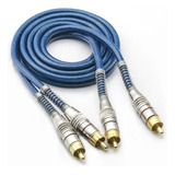 Cabo Rca 1 Metro Dupla Blindagem 5mm Plug Metal Blindado Cor Azul