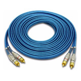 Cabo Rca 5 Metros Dupla Blindagem Cobre 5m Blindado Azul 5mm