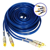 Cabo Rca Blindado 5 Metros Plug Banhado A Ouro Profissional
