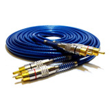 Cabo Rca Prime Dupla Blindagem 5 Metros 5mm Azul 100 Cobre