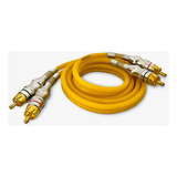 Cabo Rca Profissional Blindado Banhado Ouro 2 Vias 1 Metro