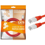 Cabo Rede Blindado 2m Ethernet Rj45 Cat6 Vermelho 2 Metros