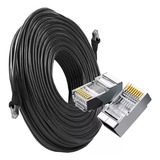 Cabo Rede Cat6 Preto 45m Metros Internet Net Lan Utp Montado