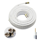 Cabo Rg6 Branco 30 Mts Coaxial Antena Tv Pronto C Conector