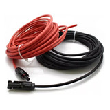 Cabo Solar 6mm 10m Preto 10m Verm 2 Par De Conector Mc4