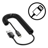 Cabo Turbo Para iPhone Carregador Reforçado Espiral 1 5m Cor Preto
