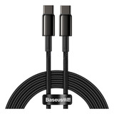 Cabo Turbo Tipo c P Tipo c Baseus Tungsten Gold 100w 2m Cor Preto