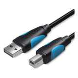 Cabo Usb A Usb Tipo B Premium Para Impressora Vention De 5 Metros Cor Preta