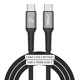 Cabo USB C 2 Metros Tipo C Turbo 60W Ultra Rapido Nylon Trançado E Reforçado Android E Iphone Notebook Tablet Qualidade Premium Carregamento Transferência De Dados Cor Preta