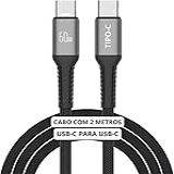 Cabo USB-C 2 Metros Tipo C Turbo 60W Ultra Rapido Nylon Trançado E Reforçado Android E Iphone Notebook Tablet Qualidade Premium Carregamento Transferência De Dados