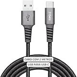 Cabo USB-C 2 Metros Tipo C Turbo 60W Ultra Rapido Reforçado Android E Iphone Notebook Tablet Qualidade Premium Carregamento Transferência De Dados