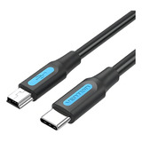 Cabo Usb C Para Mini Usb 2 0 480mbps 2a Para Camera Notebook 2 Metros Preto Vention