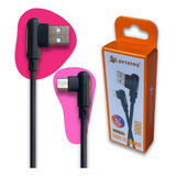 Cabo Usb Micro V8 1 Metros 6a 90 Graus L Turbo Rapido Dados Cor Preto