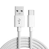 Cabo USB Para USB-C Turbo Material Premium Revestido Em Nylon Comprimento 1-5 Mt Branco -Compatível Com IPhone 15 Samsung Xiaomi LG Motorola-