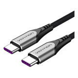 Cabo Vention Usb C Carregamento Rápido 5a 100w 480 Mbps Transmissão De Dados 2 Metros Trançado Para Pc Notebook Carregador De Celular Fone De Ouvido Macbook iPhone Samsung Tipo C Taehh