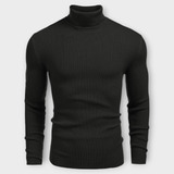 Cacharrel Blusa Tricot Lã Masculina Canelada Gola Alta