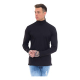 Cacharrel Masculina Camiseta Manga Longa Gola Alta Canelada