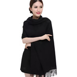 Cachecol Echarpe Manta Pashmina Lenço Xale Preto Longo Frio Desenho Do Tecido Feminino Tamanho 200cm X 70cm
