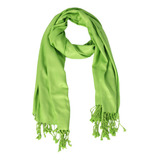 Cachecol Pashmina Franja Desfiada Colorido Longo Inverno Cor Verde claro
