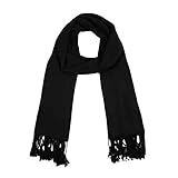 Cachecol Pashmina Grosso Lenço Viscose Echarpe Lisa Preta 220g