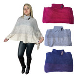 Cachecol Poncho Tricô Pala Feminino Gola