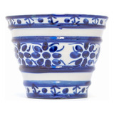 Cachepot Decorativo Porcelana Azul Branca Pintado