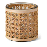 Cachepot Porta velas Em Vidro Com Fibra Natural Mart