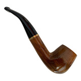 Cachimbo De Madeira Envernizada Curvo Elite Dourado