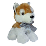 Cachorrinho De Pelúcia Husky Siberiano Com Laço 24cm Lindo