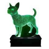 Cachorro Chiuaua Luminária Led 3d Pet 16 Cores controle