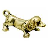 Cachorro Dachshund Basset Em Bronze Escultura Estatueta Cães Cor Dourado escuro