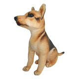 Cachorro Pastor Alemão Filhote De Pelúcia 28 Cm Cor Preto E Marrom