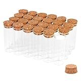 Cadbibe Tubos De Ensaio De Vidro De 24 Peças De 40 Ml Com Rolhas De Cortiça Frasco De Amostra De Líquido De 30 X 80 Mm Tubos De Ensaio Planos Transparentes Para Sal De Banho Armazenamento De Doces 