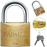 Cadeado Grande 50mm Haste Curta Latão Maciço Dourado Com Chave