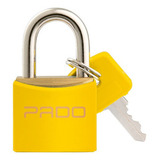 Cadeado Pado Trava Amarelo 20mm Latao 2 Chaves