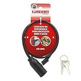 Cadeado Reforçado Emborrachado Aço Bicicleta Moto Com Chave Cabo 65cm Segurança Resistente Cabo De Aço Forte Premium Multiuso