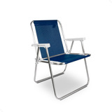 Cadeira Alta Praia Mor Alumínio Tela Sannet Azul Marinho