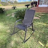 Cadeira Balanço Aconchego Poltrona Para Varanda Descanso Àrea Jardim Fibra Sintética Junco Cor Argila 