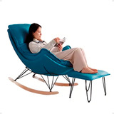 Cadeira Balanço Easy Cozy Espreguiçadeira Descansar Poltrona Confortavel White Arrow Relaxar Area Externa E Interna Sala Jardim Almofada Sofa Estofado Estrutura De Ferro Cor Verde