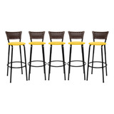 Cadeira Banco Estrutura Preto Cozinha Gourmet Junco Kit 5