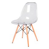Cadeira Charles Eames Eiffel Acrílica Wood Transparente