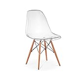 Cadeira Charles Eames Eiffel Wood Policarbonato Transparente