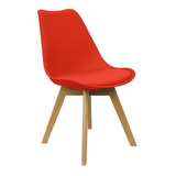 Cadeira Charles Eames Leda Design Wood Estofada Base Madeira