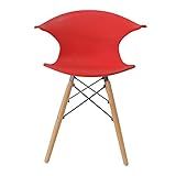 Cadeira Charles Eames New Wood Design Pelegrin Pw 079 Vermelha