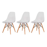 Cadeira Charles Eames Wood Kit 3pçs Eiffel Transparente