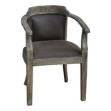 Cadeira Confortável Couro Madeira Elegante Luxuosa Poltrona
