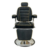 Cadeira De Cabeleireiro Bm Móveis Bm Móveis Poltrona Com Reclinador Com Costas Reclinável Com Base Redonda Cor Preto Croco dourado